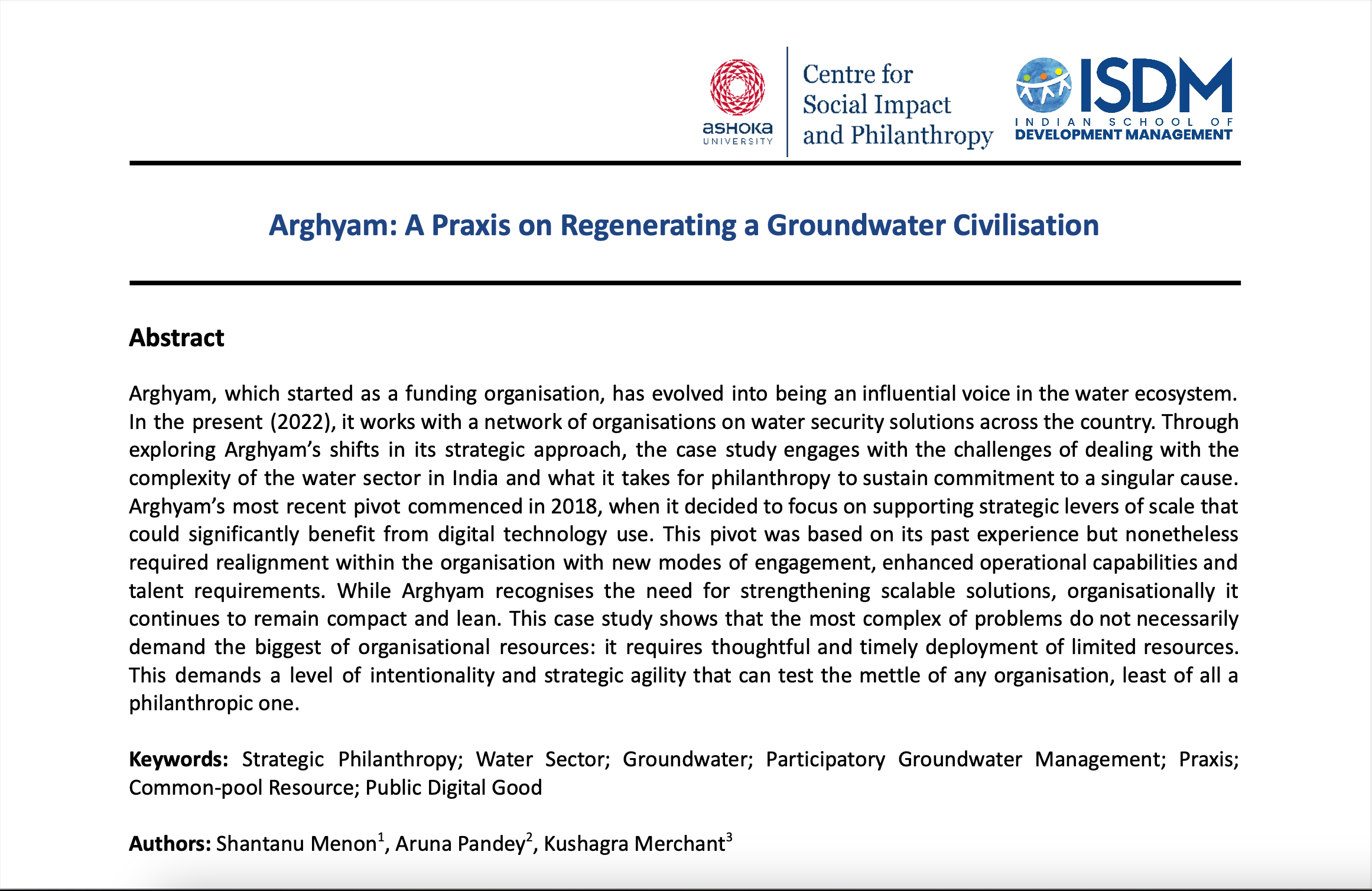 Arghyam: A Praxis on Regenerating a Groundwater Civilisation Image
