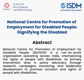 National Centre for Promotion of Employment for Disabled People: Dignifying the Disabled Image